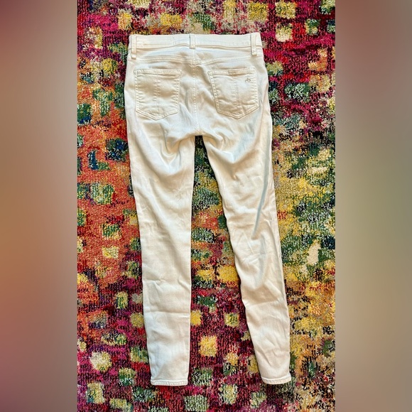 Rag & Bone Black Zippers on White Skinny Jeans Size 25 - Picture 6 of 7
